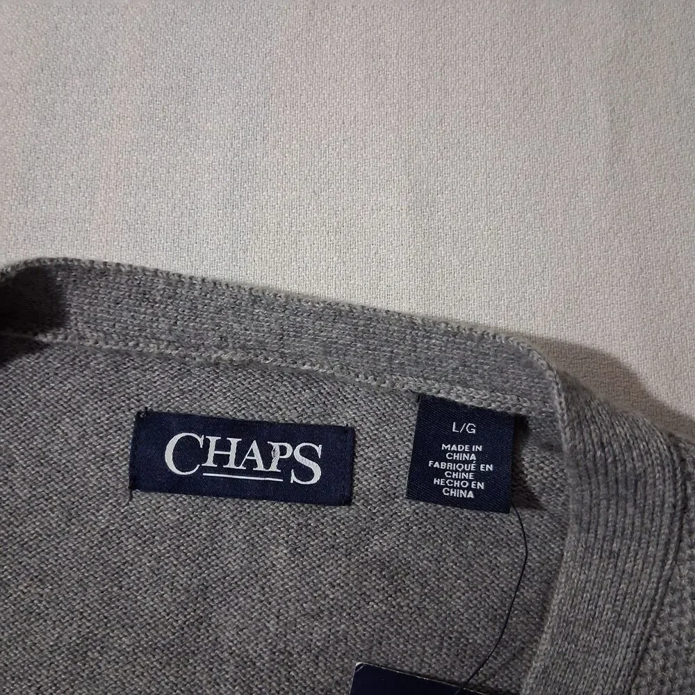 Chaps Men's Large Vest NEW WITH TAGS Gray 100% Cotton Button Up